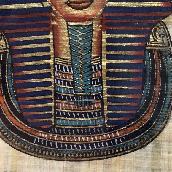 Egyptian King Hand-Painted on Papyrus Paper, Framed, Signed - Picture 3 of 8